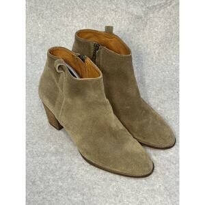 Madewell 1937 Billie Boot Ankle Zip Up Sz 9 Tan Suede Chunky Heel